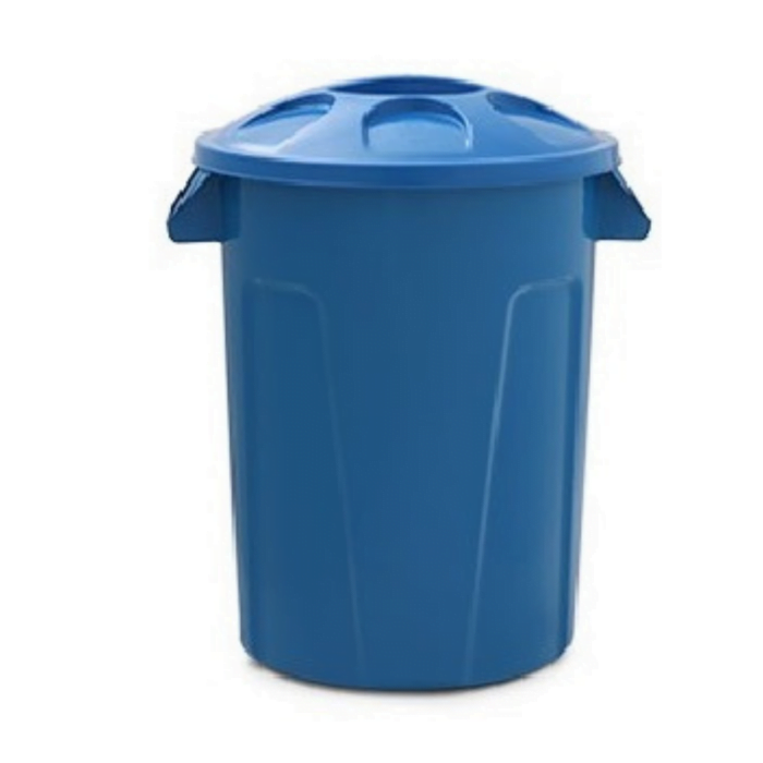 Balde para lixo 100 litros redondo, fabricado em Polipropileno (PP) ou Polietileno de Alta Densidade (PEAD).